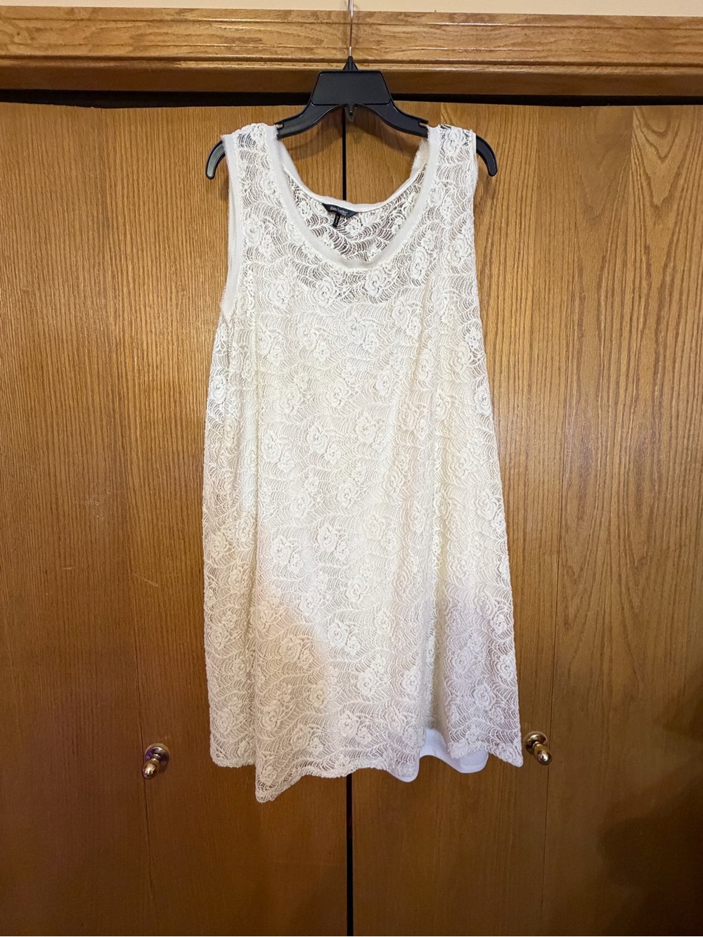 Daisy Fuentes Cream Lace Sleeveless Shift Dress